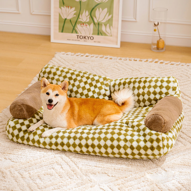 Vintage Casual Diamond Pattern Cat & Dog Sofa Bed