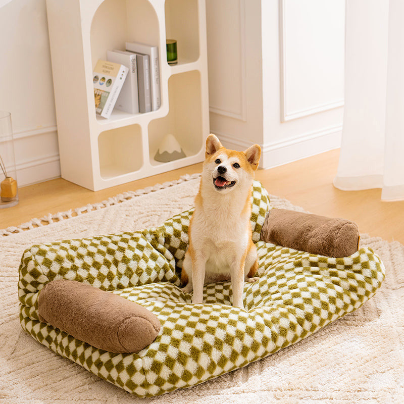 Vintage Casual Diamond Pattern Cat & Dog Sofa Bed