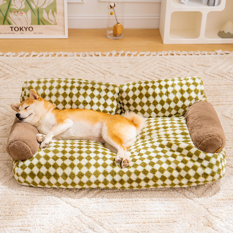 Vintage Casual Diamond Pattern Cat & Dog Sofa Bed