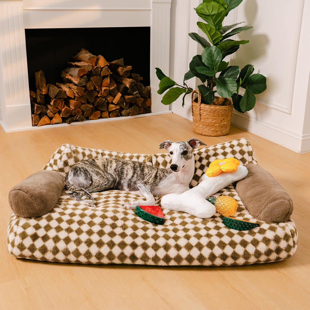 Vintage Casual Diamond Pattern Cat & Dog Sofa Bed