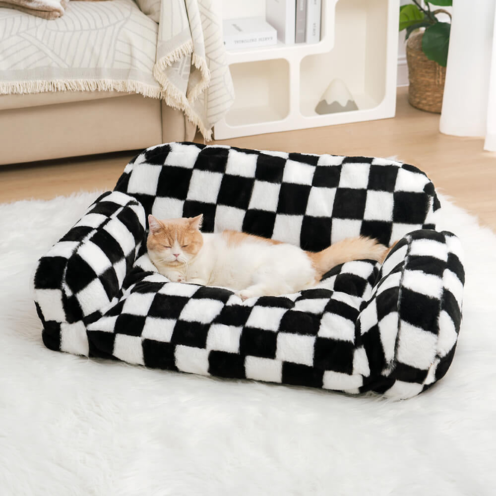 Vintage Casual Diamond Pattern Cat & Dog Sofa Bed