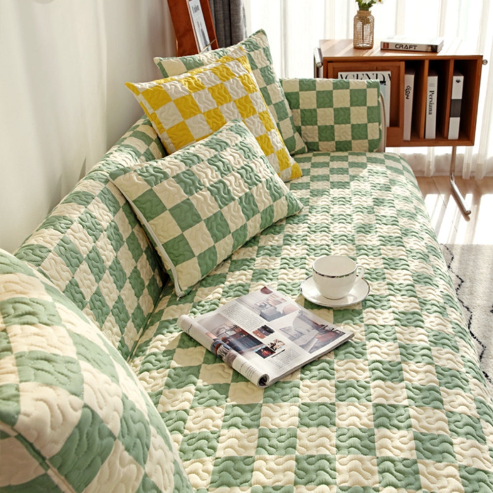 Colorful Checkerboard Anti Scratch Furniture Protector Couch Cover