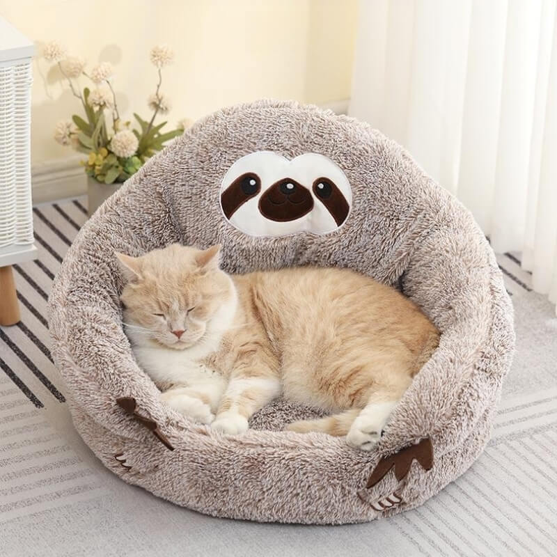 Warming Cute Sloth Semi-Enclosed Cat Cave