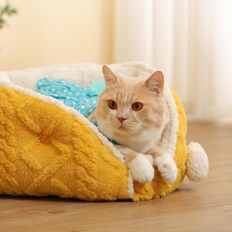 Cheese Cat Bed Fleece Jacquard Comfort Dog Bed