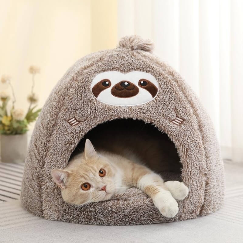 Warming Cute Sloth Semi-Enclosed Cat Cave