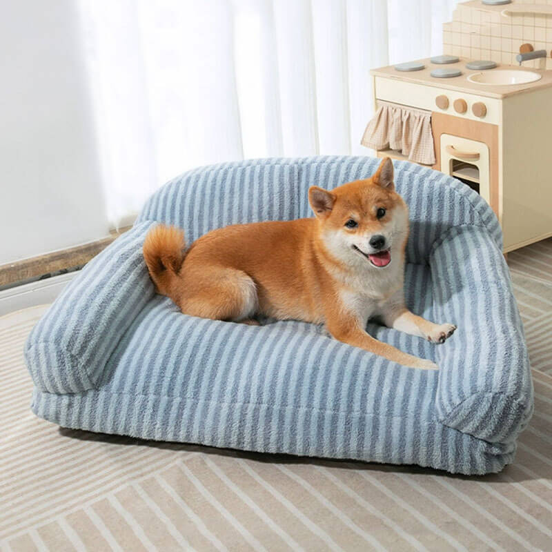 Stylish Striped Plush Removable Cat & Dog Sofa Bed