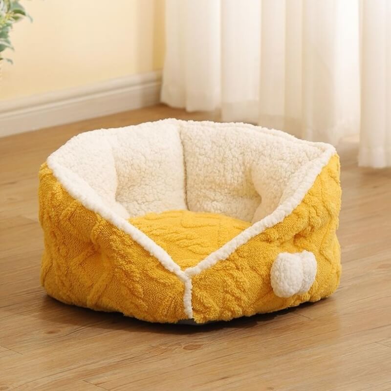 Cheese Cat Bed Fleece Jacquard Comfort Dog Bed