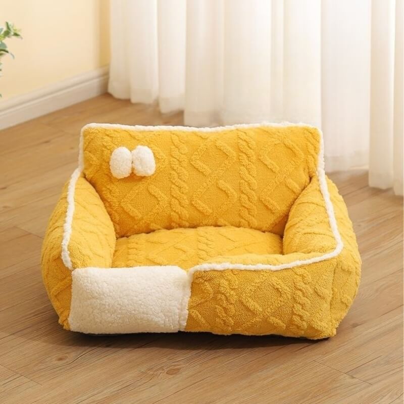 Cheese Cat Bed Fleece Jacquard Comfort Dog Bed