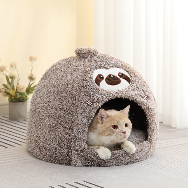 Warming Cute Sloth Semi-Enclosed Cat Cave