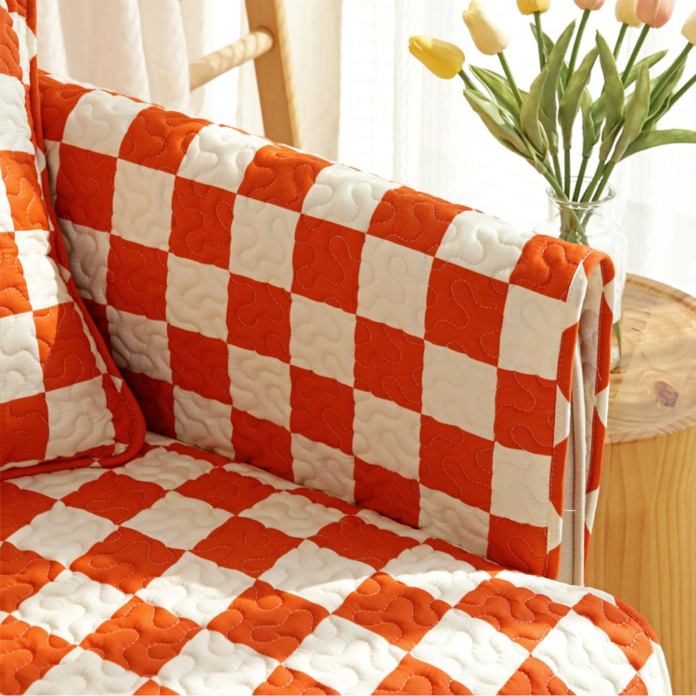 Colorful Checkerboard Anti Scratch Furniture Protector Couch Cover