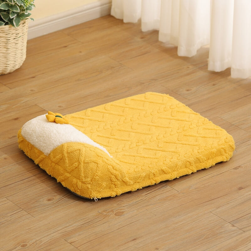 Cheese Cat Bed Fleece Jacquard Comfort Dog Bed