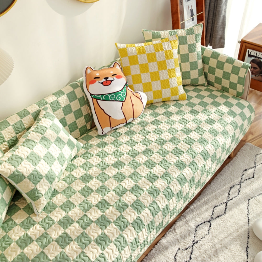 Colorful Checkerboard Anti Scratch Furniture Protector Couch Cover