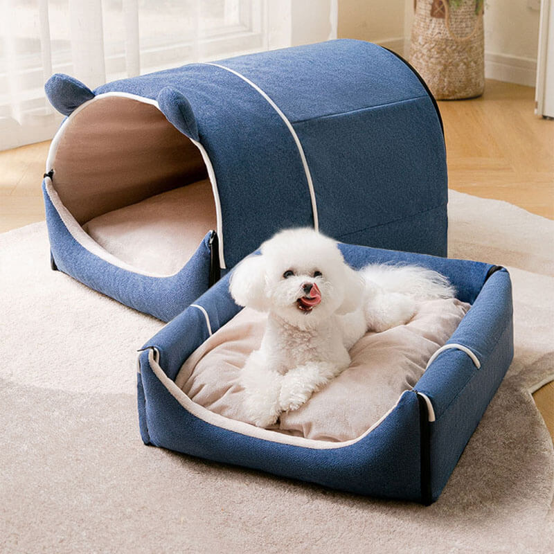 2 in 1 removable cute bear ears dog house