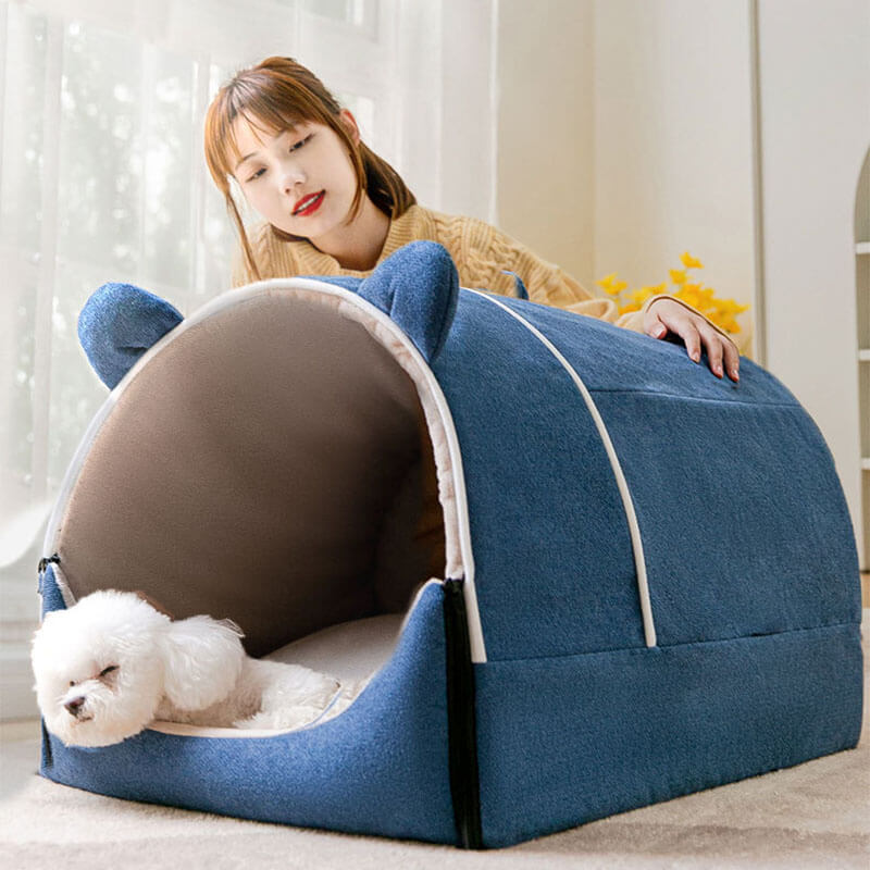 2 in 1 removable cute bear ears dog house