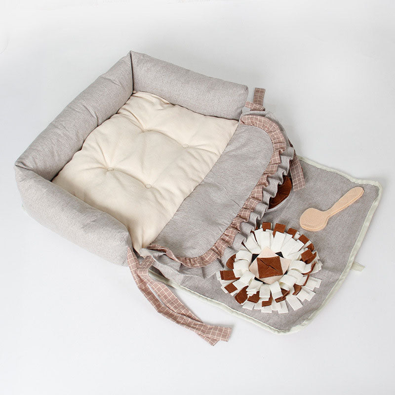 2 in 1 Slow Feeder Dog Bed with Snuffle Mat