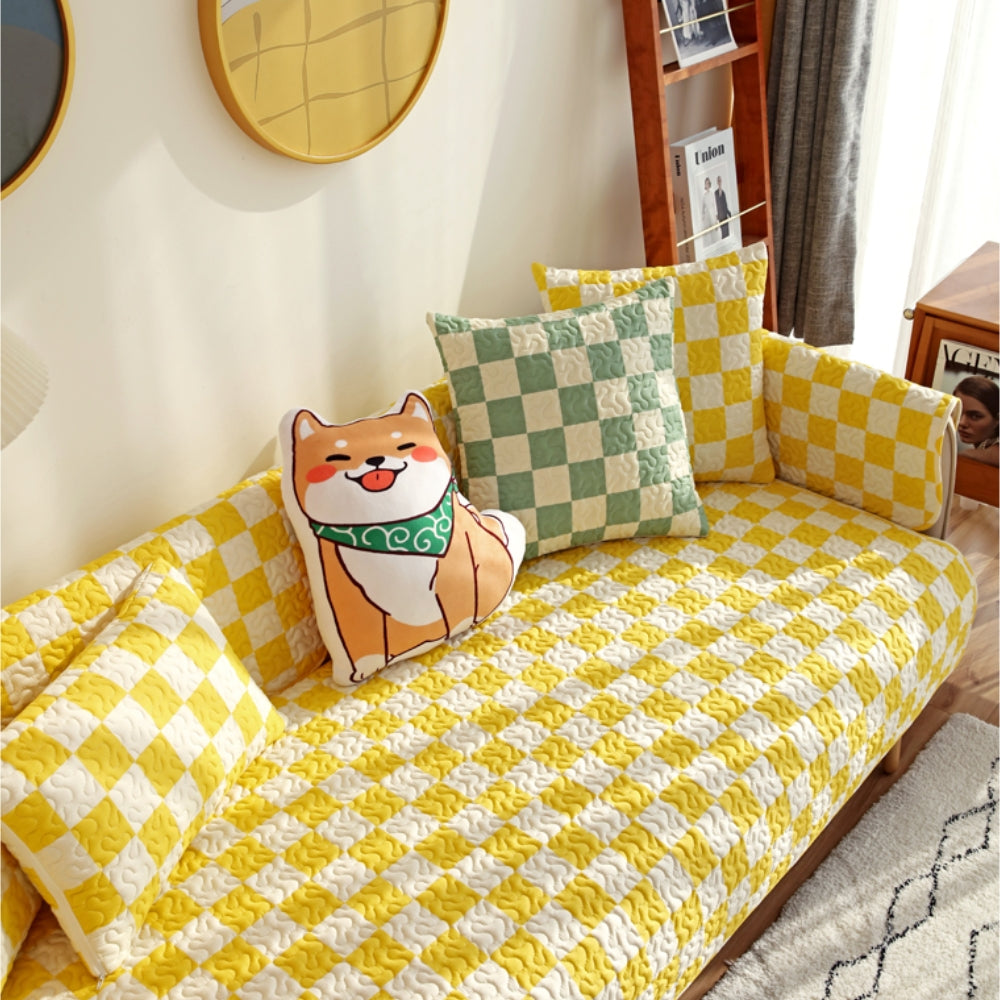 Colorful Checkerboard Anti Scratch Furniture Protector Couch Cover