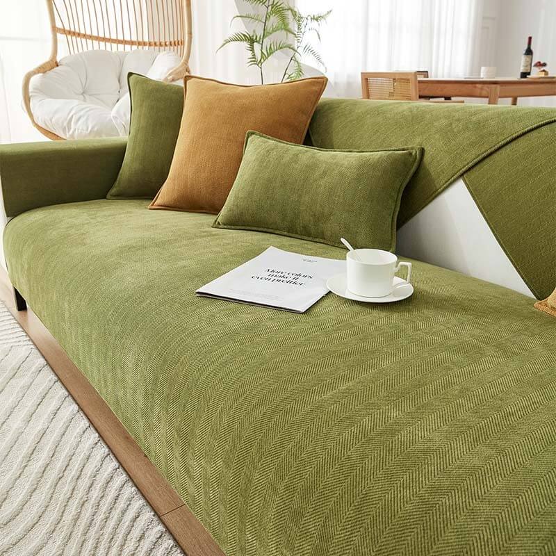 Herringbone Chenille Fabric Furniture Protector Couch Cover