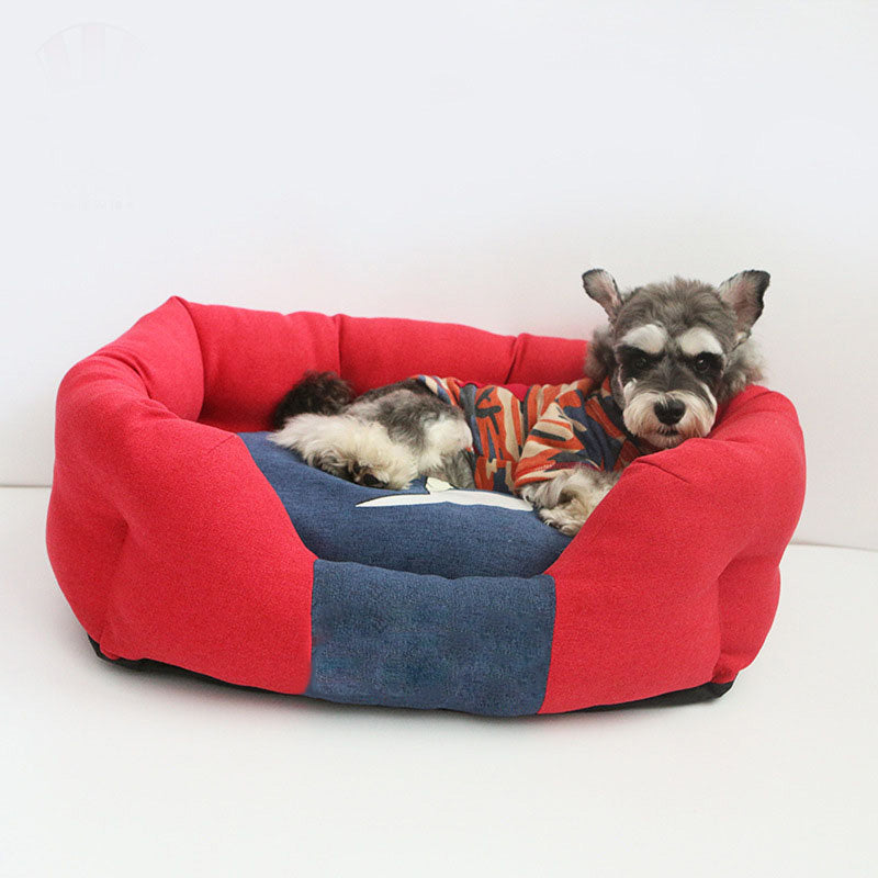 Fashionable All-season Warm Clashing Colours Dog Bed