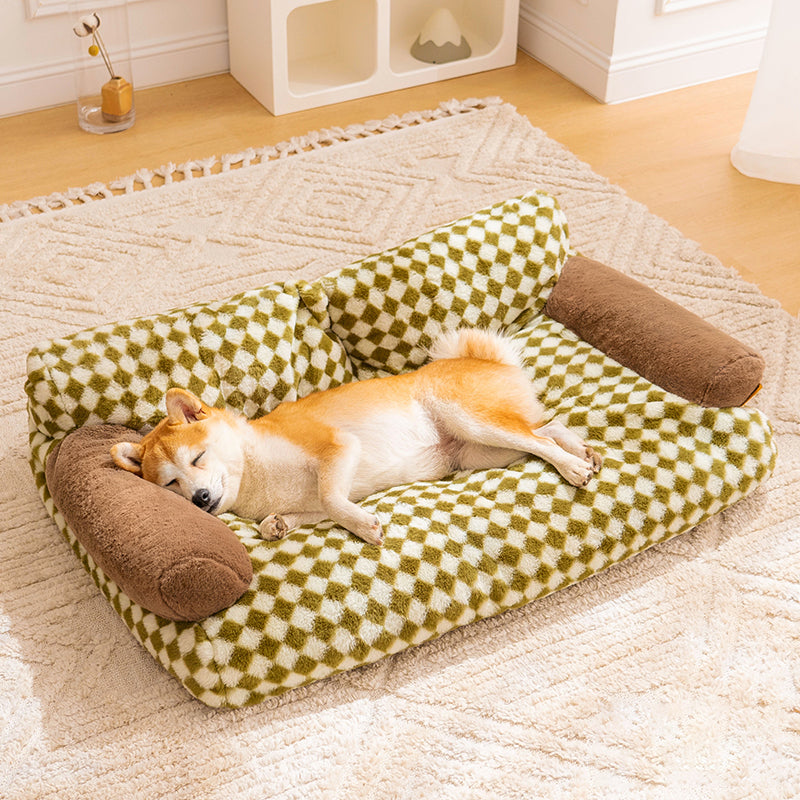 Vintage Casual Diamond Pattern Cat & Dog Sofa Bed