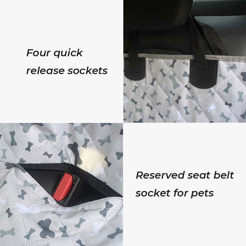 Bone Pattern Oxford Fabric Car Seat Cover for Dogs - Double Size