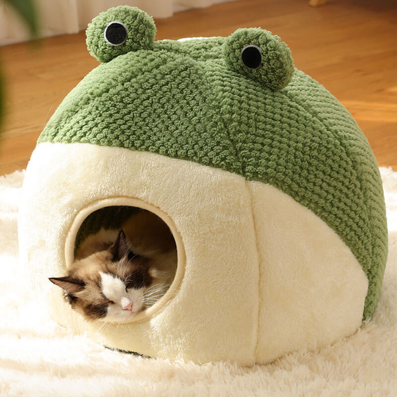 Adorable Frog Form Wrapped Pet Bed Cat Cave