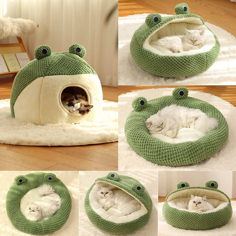 Adorable Frog Form Wrapped Pet Bed Cat Cave