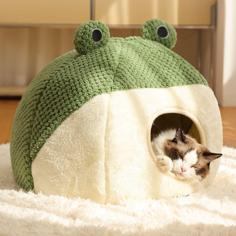 Adorable Frog Form Wrapped Pet Bed Cat Cave