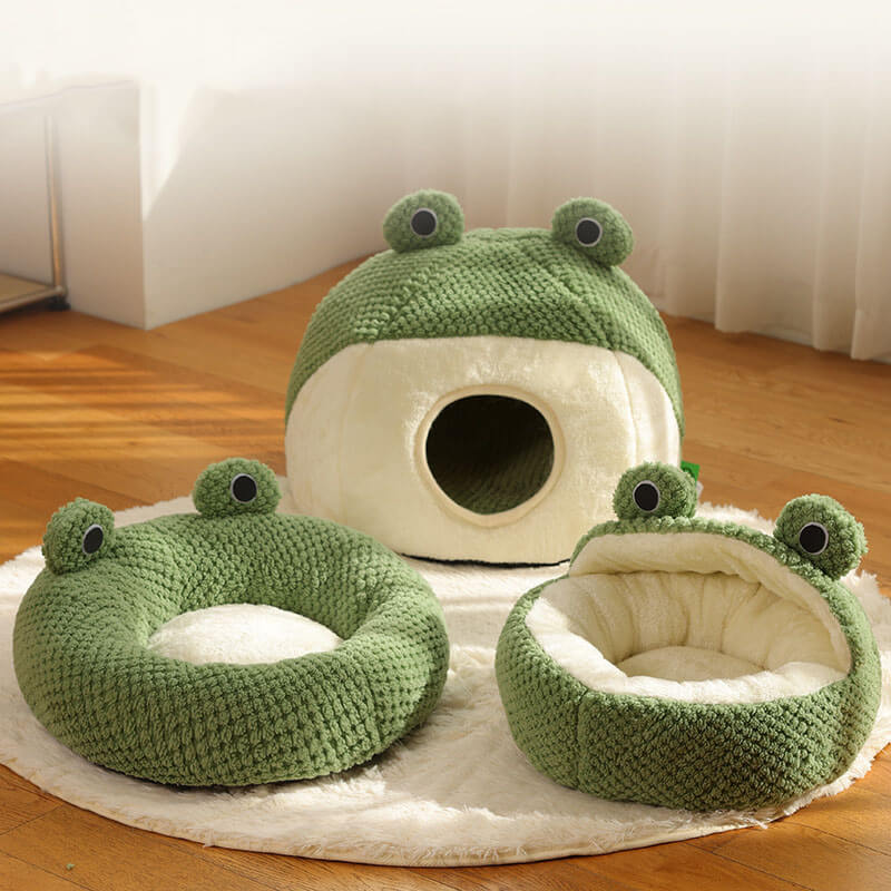 Adorable Frog Form Wrapped Pet Bed Cat Cave