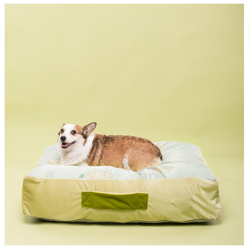 Bow Tie Pillow Ice Silk Velvet Square Cool Dog Beds