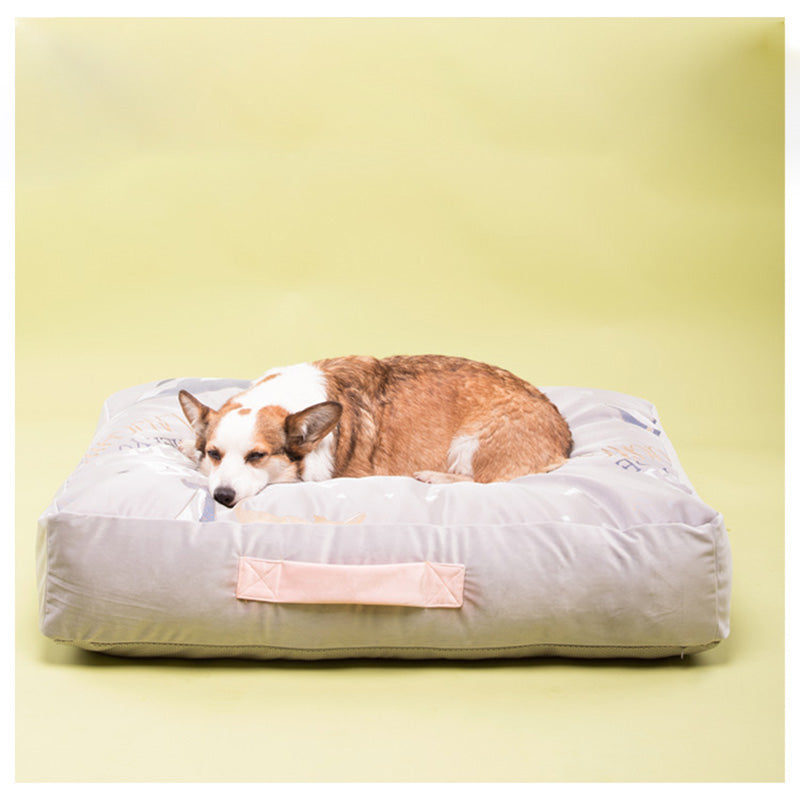 Bow Tie Pillow Ice Silk Velvet Square Cool Dog Beds