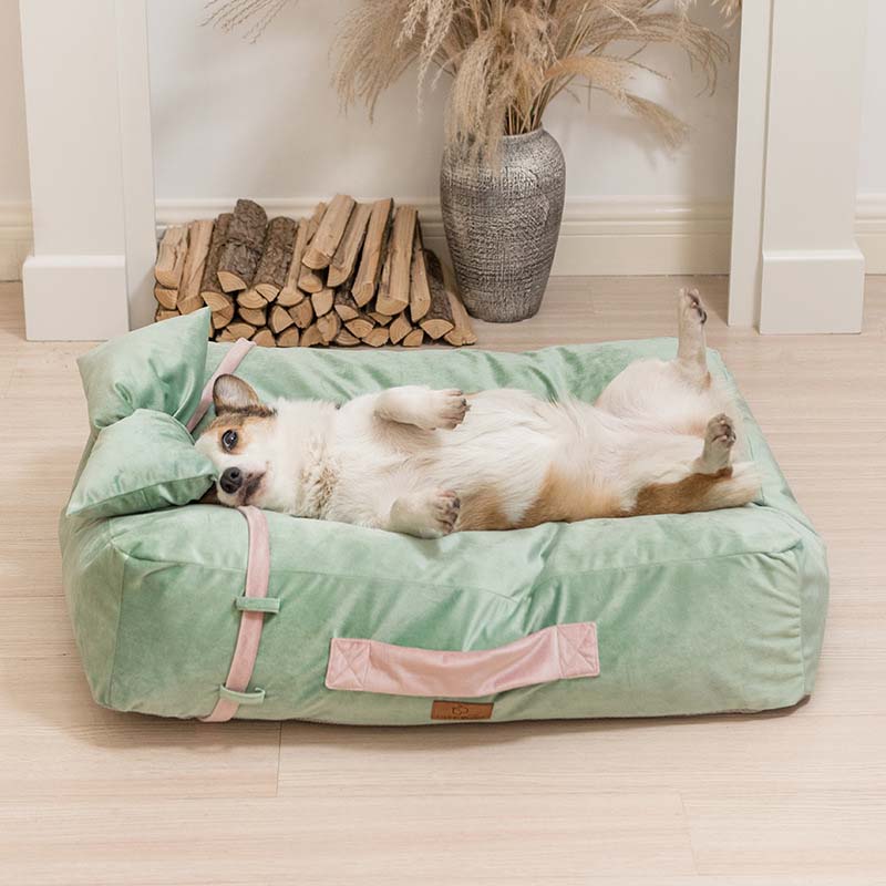 Bow Tie Pillow Ice Silk Velvet Square Cool Dog Beds