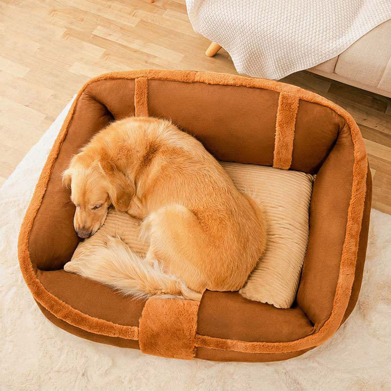 Vintage Large Cozy Calming Sofa Dog Bed