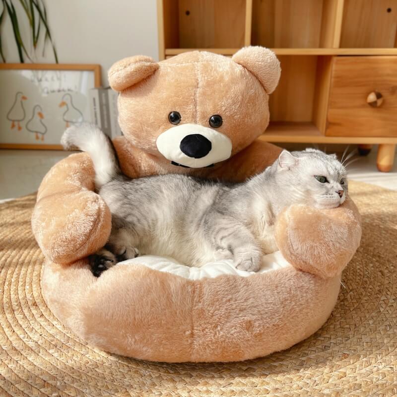 Cute Detachable Cuddle Bear Cat Bed