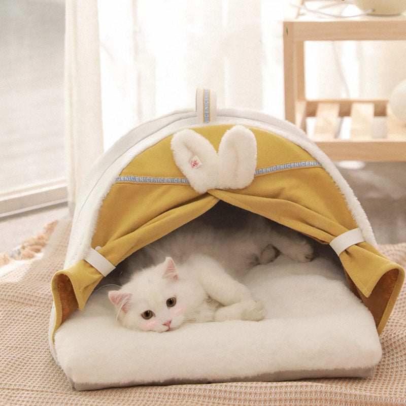 Rabbit Ear Enclosed Cat House Bed