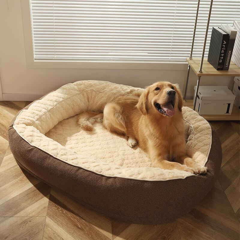 Fluffy Deep Sleeping Large Oval Dog Bed