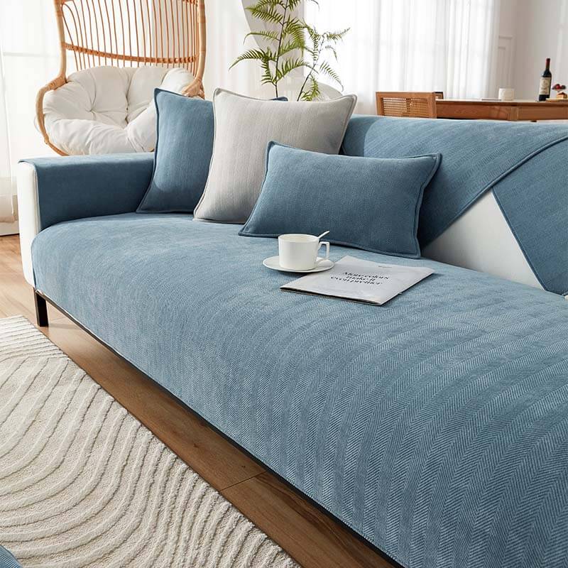 Herringbone Chenille Fabric Furniture Protector Couch Cover