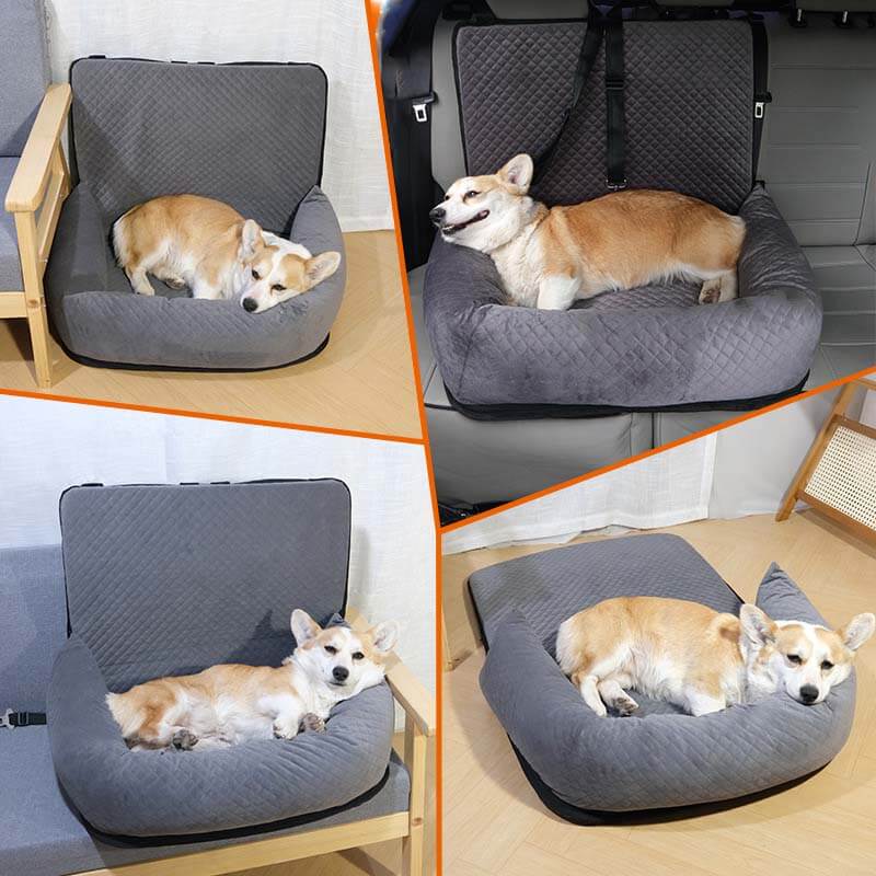 Large Soft Velvet Pet Travelling Bed Dog Car Seat