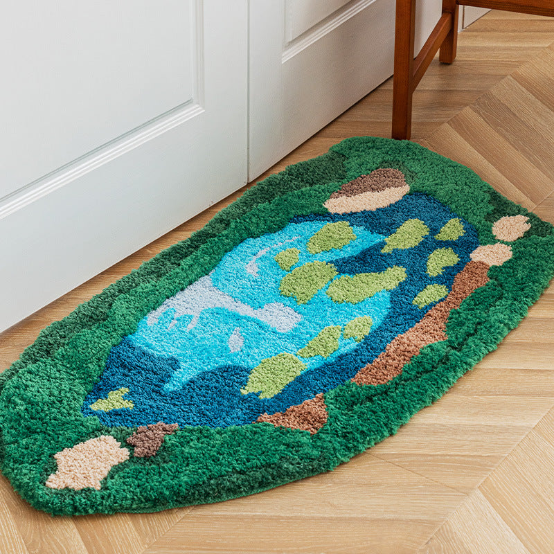 Forest Flocking Moss Rug Irregular Floor Mat Pet Mat