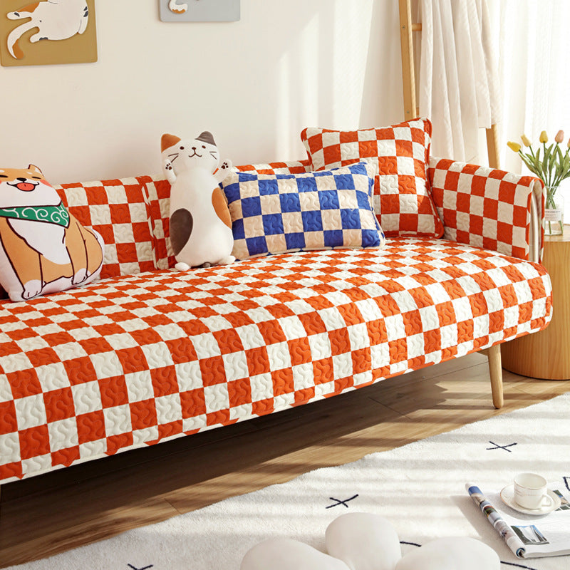 Colorful Checkerboard Anti Scratch Furniture Protector Couch Cover