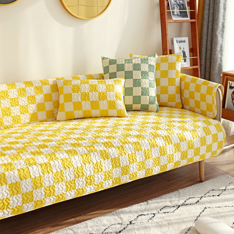 Colorful Checkerboard Anti Scratch Furniture Protector Couch Cover