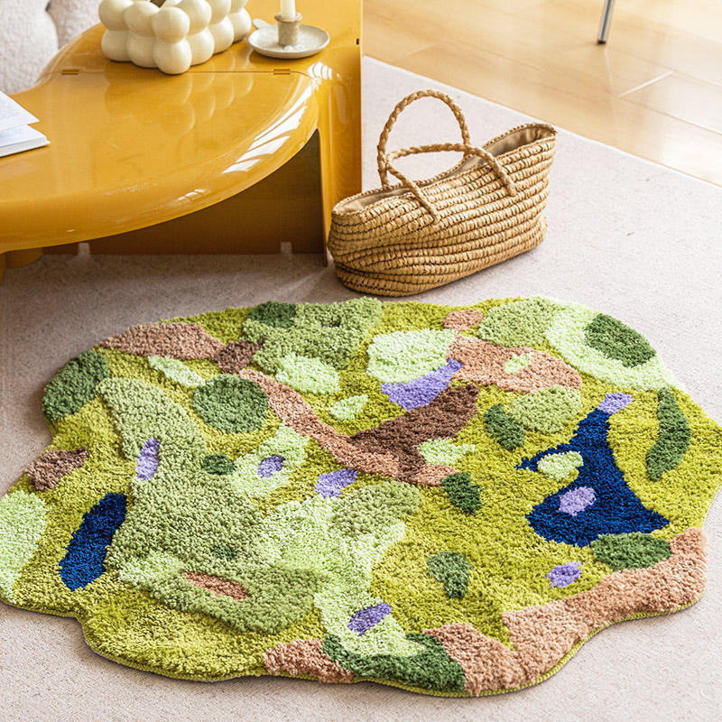 Forest Flocking Moss Rug Irregular Floor Mat Pet Mat