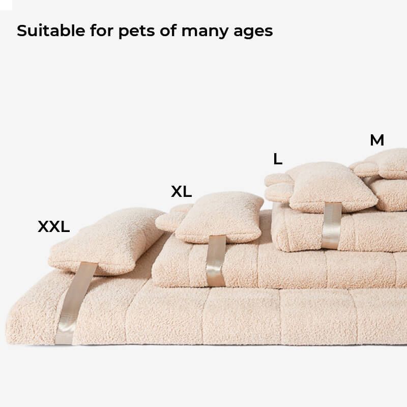 Soft Tatami Mat Pet Lounger Dog Bed with Pillow