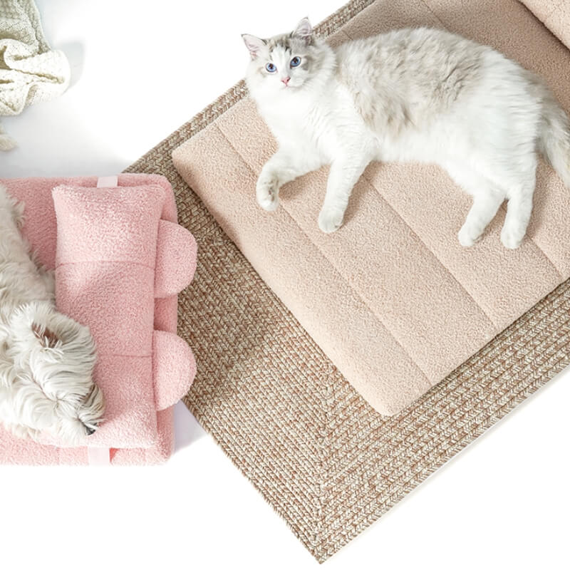 Soft Tatami Mat Pet Lounger Dog Bed with Pillow