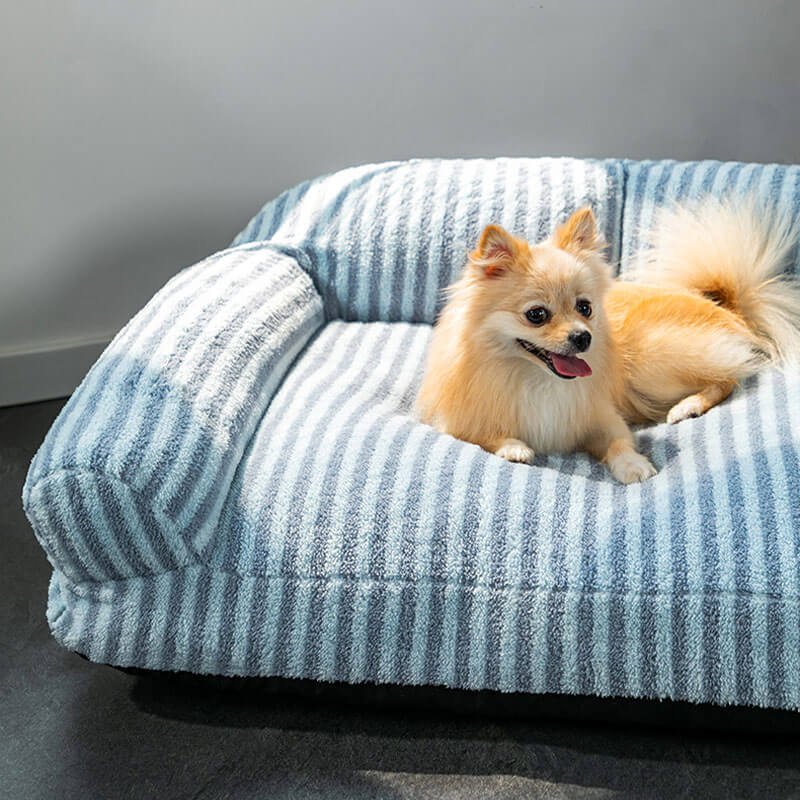 Stylish Striped Plush Removable Cat & Dog Sofa Bed