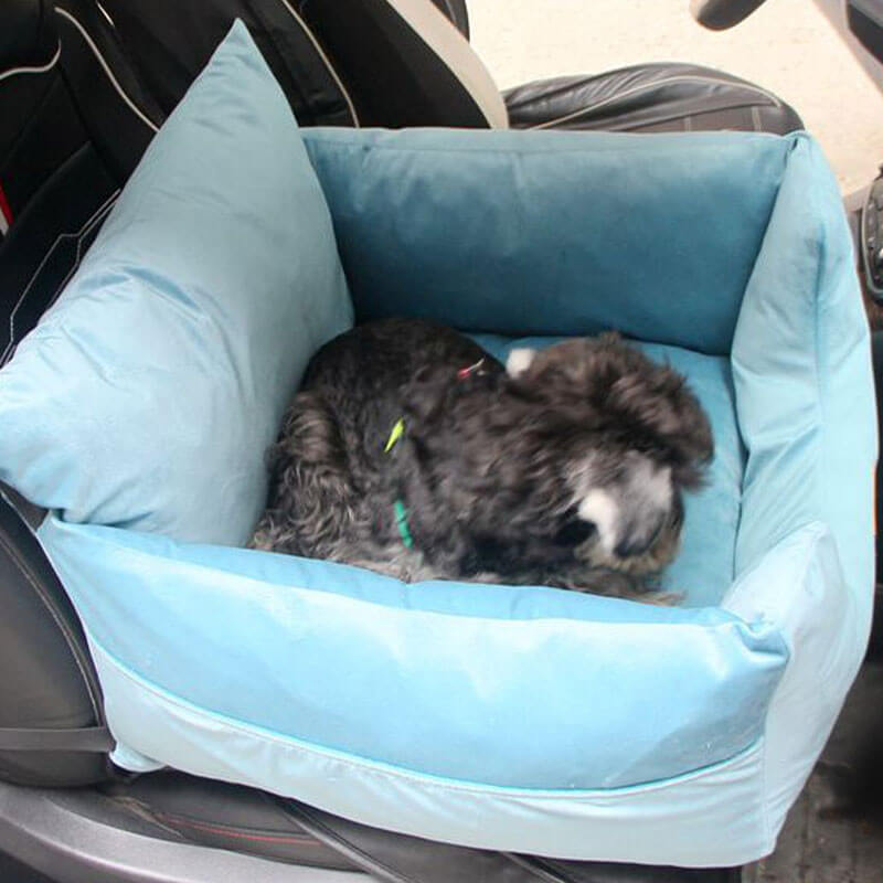 Velvet Fabric Removable & Washable Safety Large Dog Car Seat Bed