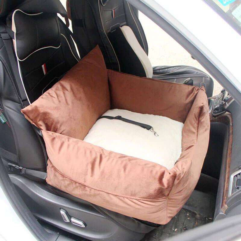 Velvet Fabric Removable & Washable Safety Large Dog Car Seat Bed