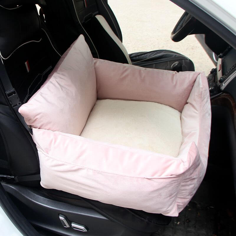 Velvet Fabric Removable & Washable Safety Large Dog Car Seat Bed