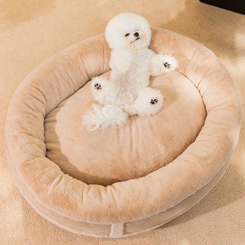 Anti-anxiety oval warm plush dog bedding