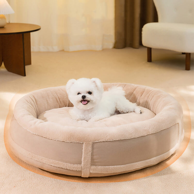 Anti-anxiety oval warm plush dog bedding