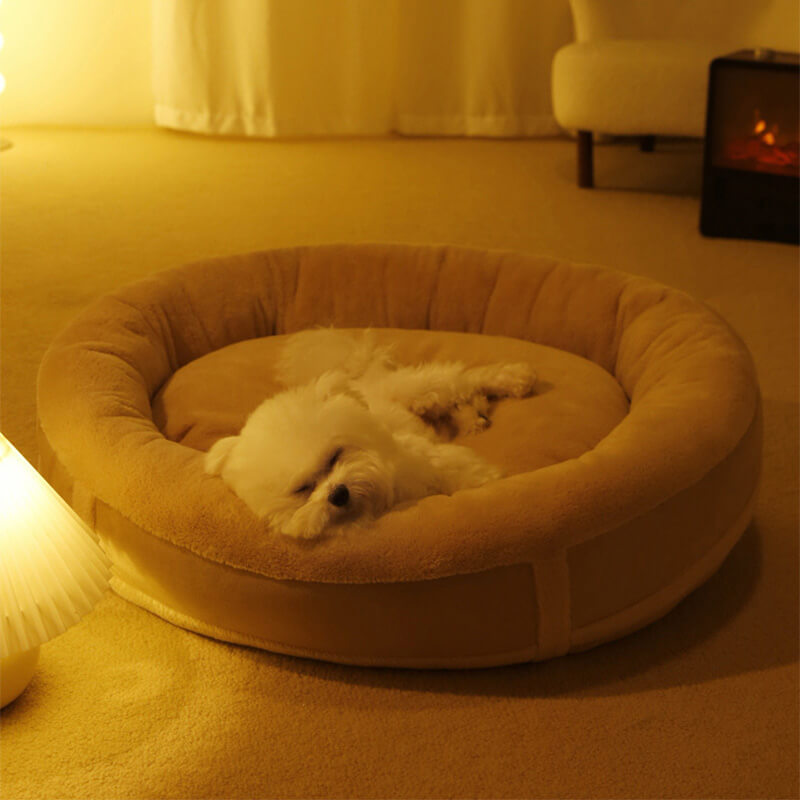 Anti-anxiety oval warm plush dog bedding